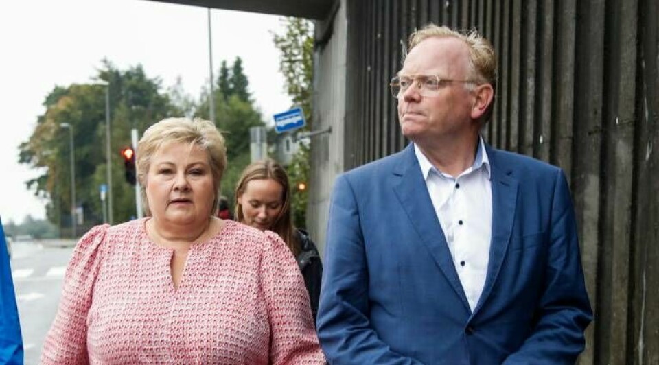 Tilliten mellan partiledare Erna Sohlberg och maken Sindre Finnes vacklar efter den briserade skandalen. Foto: Tuva Åserud