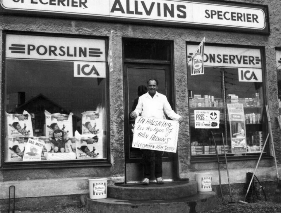 Ingemar Allvin drev speceriaffär, i det hus som står kvar vid Frinnaryds torg, från 1958 till 1991. Foto: Ulla Allvin