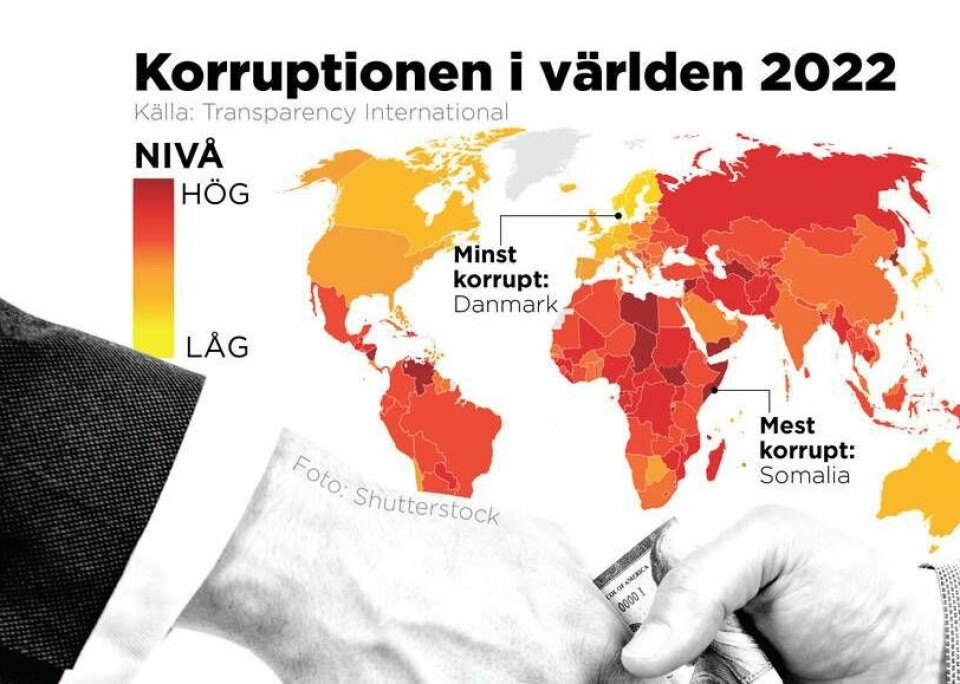 Västvärlden ligger i fortfarande i topp när det gäller avsaknad av korruption.