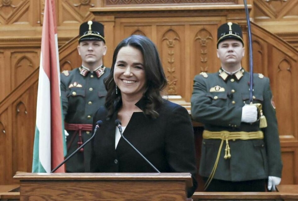Kristna trebarnsmamman Katalin Novák har utsetts till Ungerns första kvinnliga president. Foto: Szilard Koszticsak/AP/TT