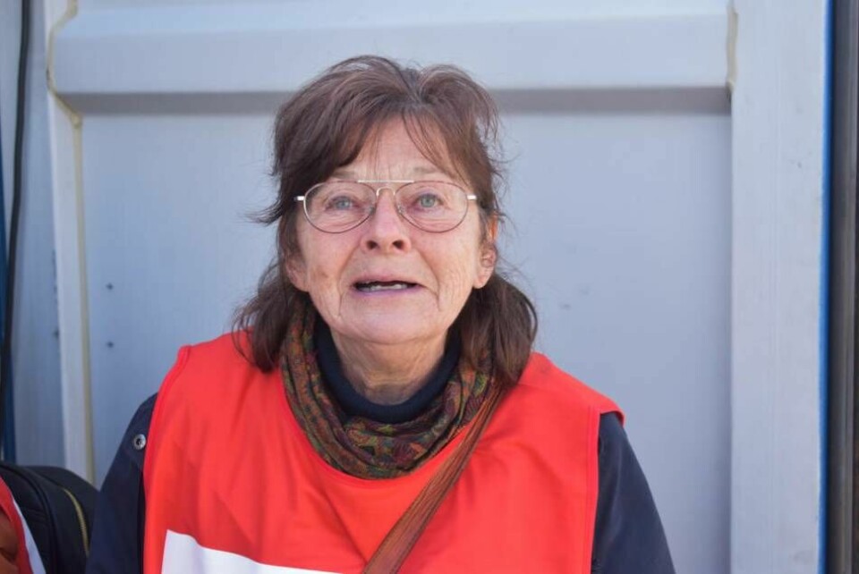 Suzy Svensson deltog för första gången i volontärarbetet vid färjeterminalen. Foto: Ola Karlman