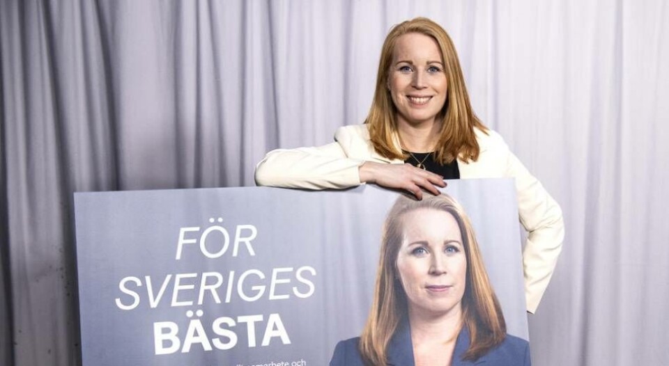 STOCKHOLM 20220303 Centerpartiets partiledare Annie Lööf i samband med presentationen av partiets nya valkoncept på en pressträff i Gamla Stan. STOCKHOLM 20220303 Centerpartiets partiledare Annie Lööf i samband med presentationen av partiets nya valkoncept på en pressträff i Gamla Stan.