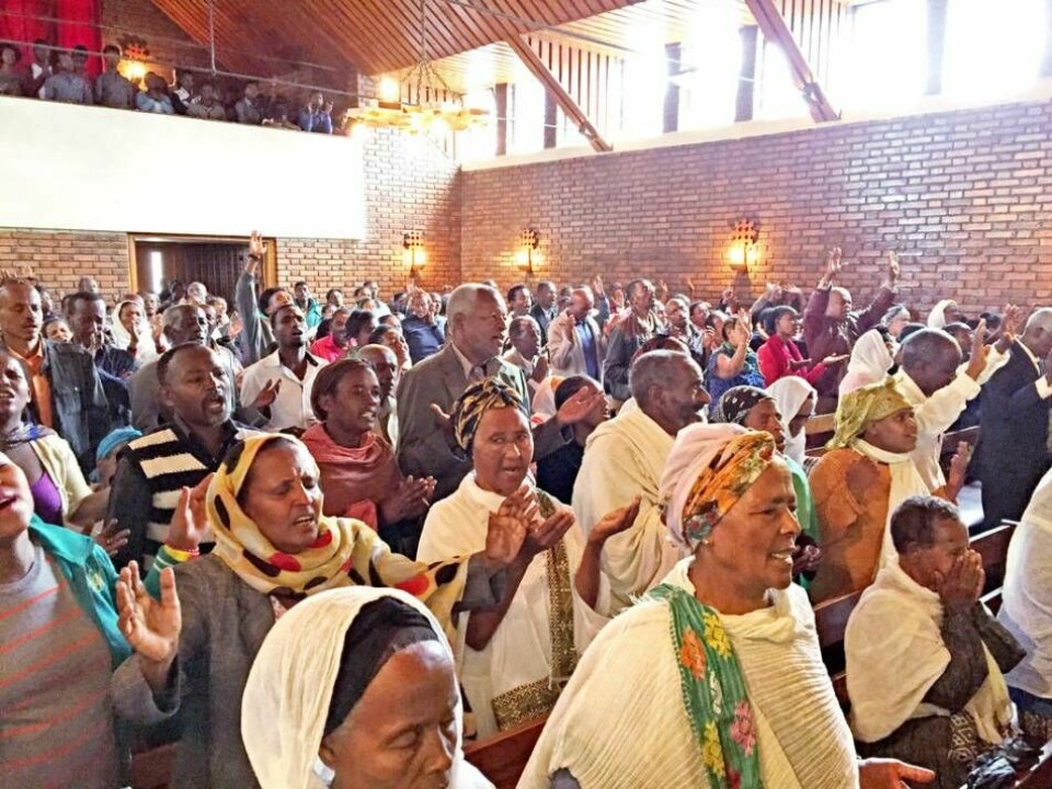 Allt fler etiopier blir medlemmar i Mekane Yesus-kyrkan. Bilden är från Entoto Mekane Yesus i Addis Abeba. Foto: Jonas Nordén