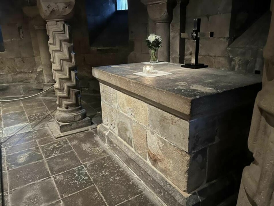 Altaret i kryptan i Lunds domkyrka innehöll från början reliker. Dessa försvann under reformationen. Foto: Cecilia Klintö/TT