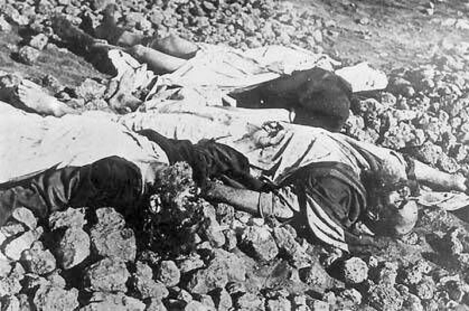 En torterad och mördad armenisk präst. Foto: Folkmordet1915.se