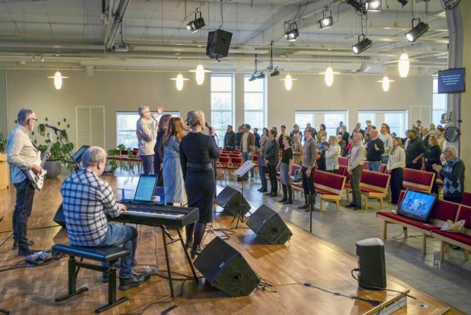 I söndags samlades 220 personer för att fira gudstjänst i Kungsportskyrkan, Huskvarna. Foto: Mikael Good