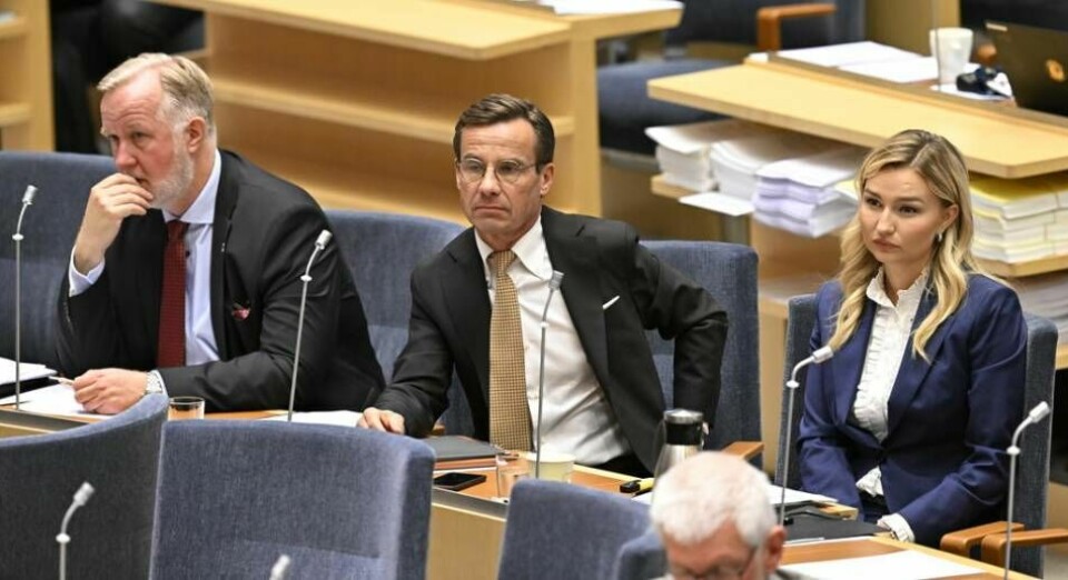 M-ledaren Ulf Kristersson (mitten) kan troligtvis främst vända sig till Ebba Busch (t h) och Jimmie Åkesson när han ska förhandla budget. L-ledaren Johan Pehrson (t v) behövs antagligen inte för att den ska gå igenom.