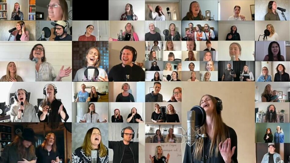 Sångare från en mängd olika församlingar deltar i den virtuella kör som sjunger ut en välsignelse över Sverige. Foto: The Blessing Sweden/Youtube