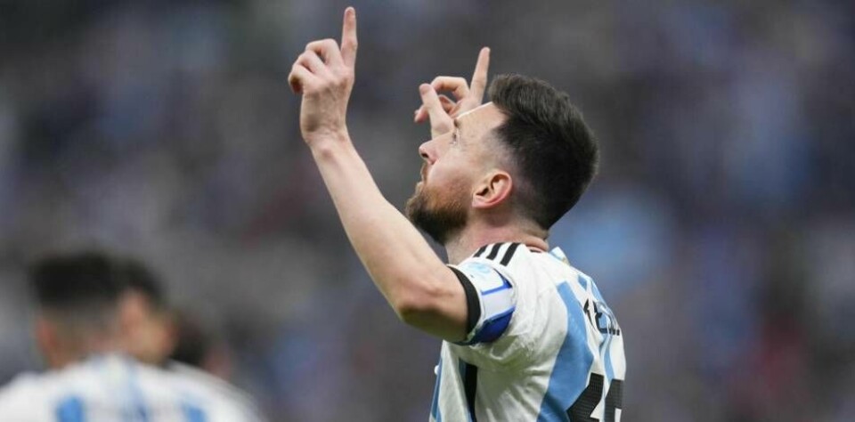 Argentinas Lionel Messis tydliga målgest.