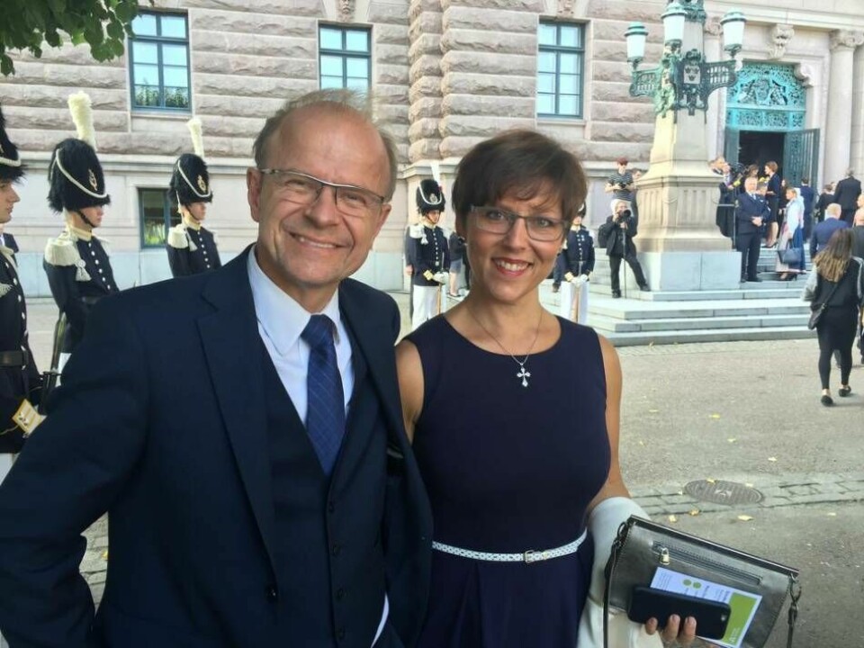 Petra och Mikael Oscarsson vid riksdagens högtidliga öppnande hösten 2016.