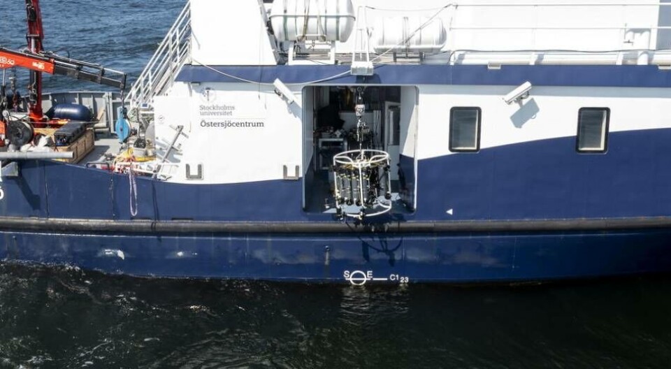 Forskare skickade ned en rigg med kameror till Estoniavraket vid undersökningen i juli. Forskare skickade ned en rigg med kameror till Estoniavraket vid undersökningen i juli.