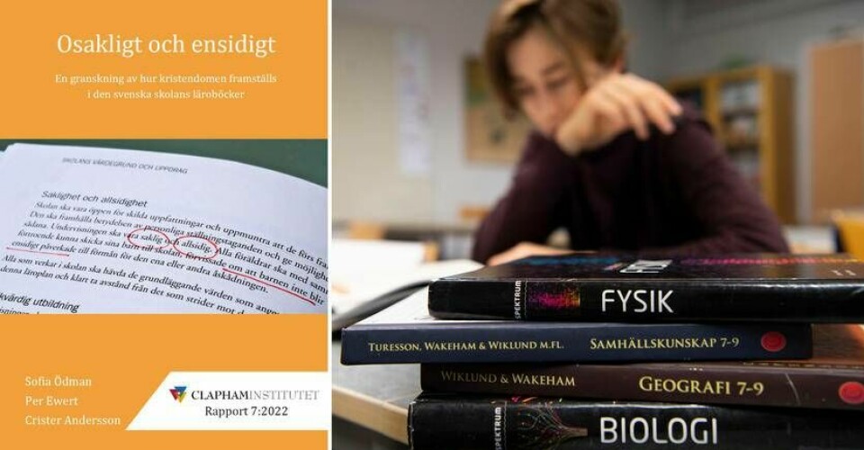 Claphaminstitutets rapport bygger på en granskning av tryckta huvudläroböcker från Sveriges fyra ledande läromedelsföretag. Foto: Henrik Montgomery/TT & Pressbild