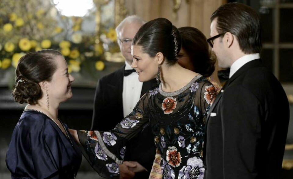 Lena Maria var en av middagsgästerna då kungen firade 40 år på tronen, 2013. Foto: Pontus Lundahl/Scanpix/TT