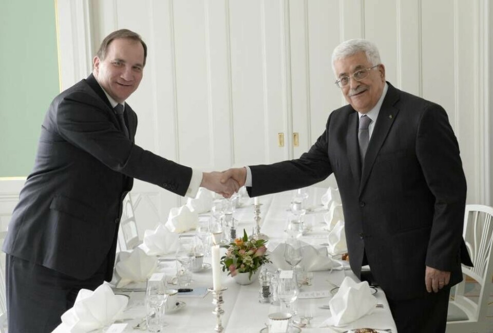 Stefan Löfven träffade den palestinske presidenten Mahmoud Abbas i Stockholm 2015. Foto: Jonas Ekströmer/TT