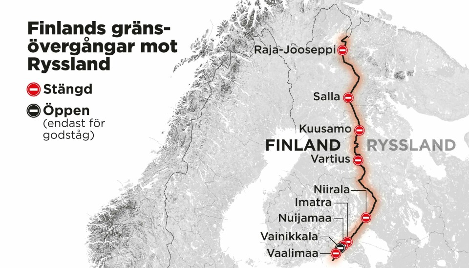 Det finns nio gränsövergångar mellan Finland och Ryssland.