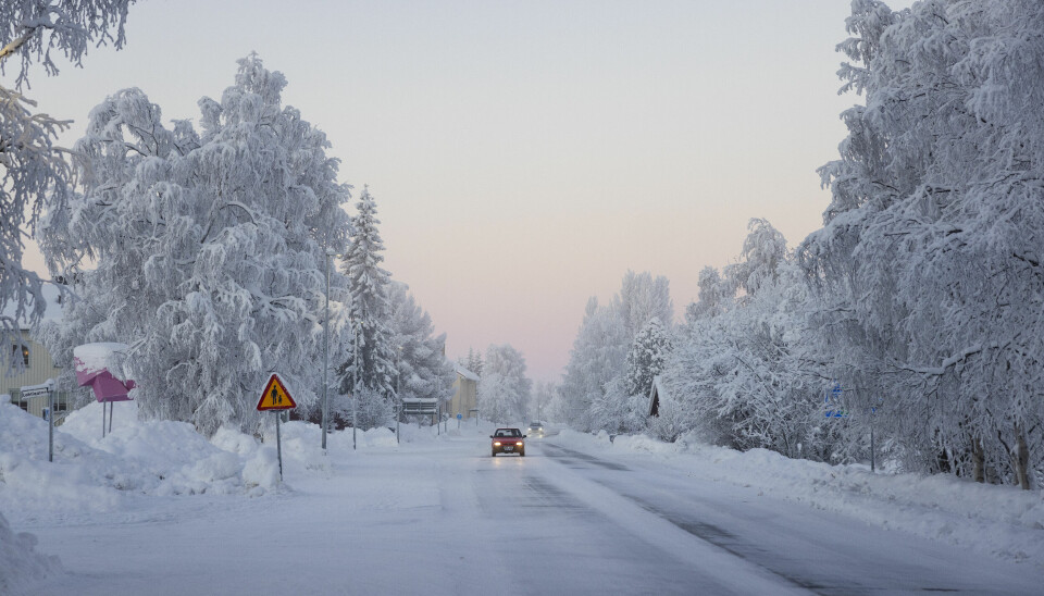 Kyla med -39 grader under förmiddagen i byn Vittangi i Kiruna kommun, 7,5 mils bilväg sydöst om Kiruna.Foto: Emma-Sofia Olsson / TT / kod 200