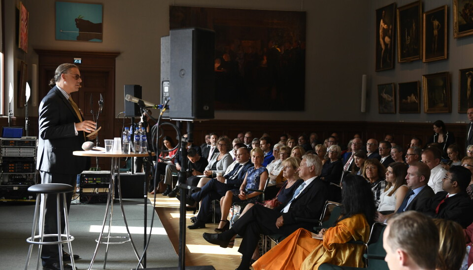 Christer Sturmark, grundare av förbundet Humanisterna, talar under den sekulära ceremonin på Konstakademin inför riksmötets öppnande 2016.
