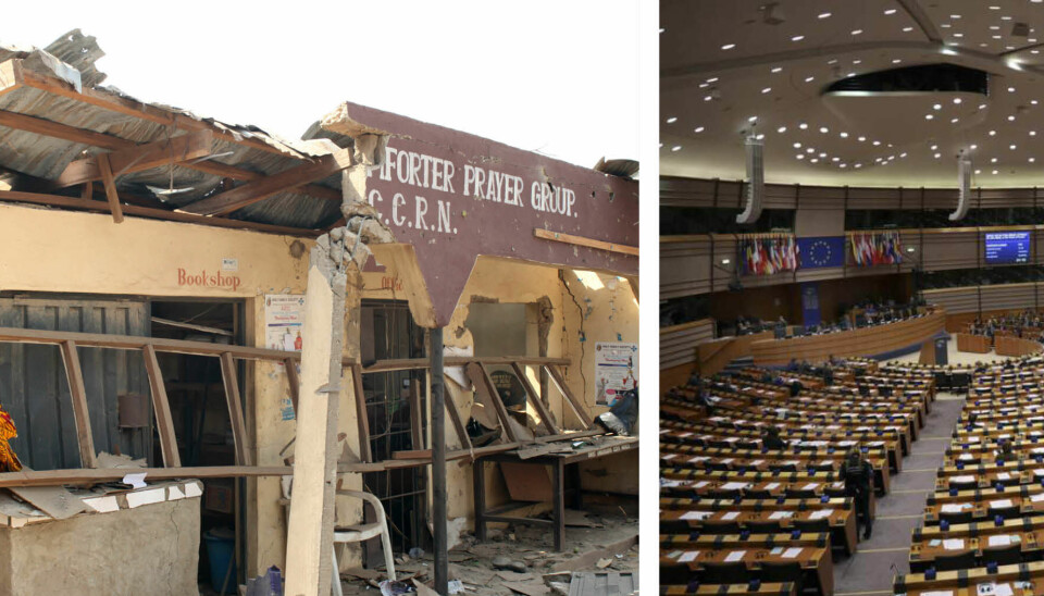 Europaparlamentet har antagit en resolution där man fördömer dåden mot kristna i Nigeria i julas. På bilden syns en nigeriansk kyrka som utsattes för ett bombdåd för några år sedan.