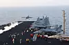 This image taken from video provided by the U.S. Navy shows an aircraft launching from the USS Harry S. Truman in the Red Sea before airstrikes in Sanaa, Yemen, Saturday, March 15, 2025. (U.S. Navy via AP) WX510