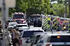 Law enforcement officers gather outside the Annunciation Church's school in response to a reported mass shooting, Wednesday, Aug. 27, 2025, in Minneapolis. (AP Photo/Abbie Parr) XKS204