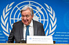 U.N. Secretary-General Antonio Guterres, speaks, during a press conference about the Sevilla Forum on Debt launched at UNCTAD16 to tackle the entrenched debt crisis in developing countries at the European headquarters of the United Nations, in Geneva, Switzerland, Wednesday, Oct. 22, 2025. (Martial Trezzini/Keystone via AP) lfp121