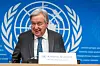 U.N. Secretary-General Antonio Guterres, speaks, during a press conference about the Sevilla Forum on Debt launched at UNCTAD16 to tackle the entrenched debt crisis in developing countries at the European headquarters of the United Nations, in Geneva, Switzerland, Wednesday, Oct. 22, 2025. (Martial Trezzini/Keystone via AP) lfp121