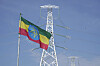 An Ethiopian flag at the Grand Ethiopian Renaissance Dam in Benishangul-Gumuz, Ethiopia, Ethiopia Tuesday, Sept. 9, 2025. (AP Photo/Jackson Njehia) KBI121