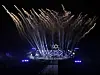 Participants of the 20th Maccabiah Games, known as the 'Jewish Olympics.' watch fireworks during the opening ceremony in Jerusalem, Thursday, July 6.2017. The games are an international competition for Jewish and Israeli athletes held every four years. (AP Photo/Tsafrir Abayov)